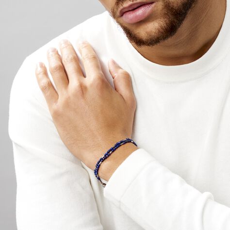 Bracelet Acier Blanc Augusto Lapis Lazuli - Bracelets fantaisie Homme | Histoire d’Or