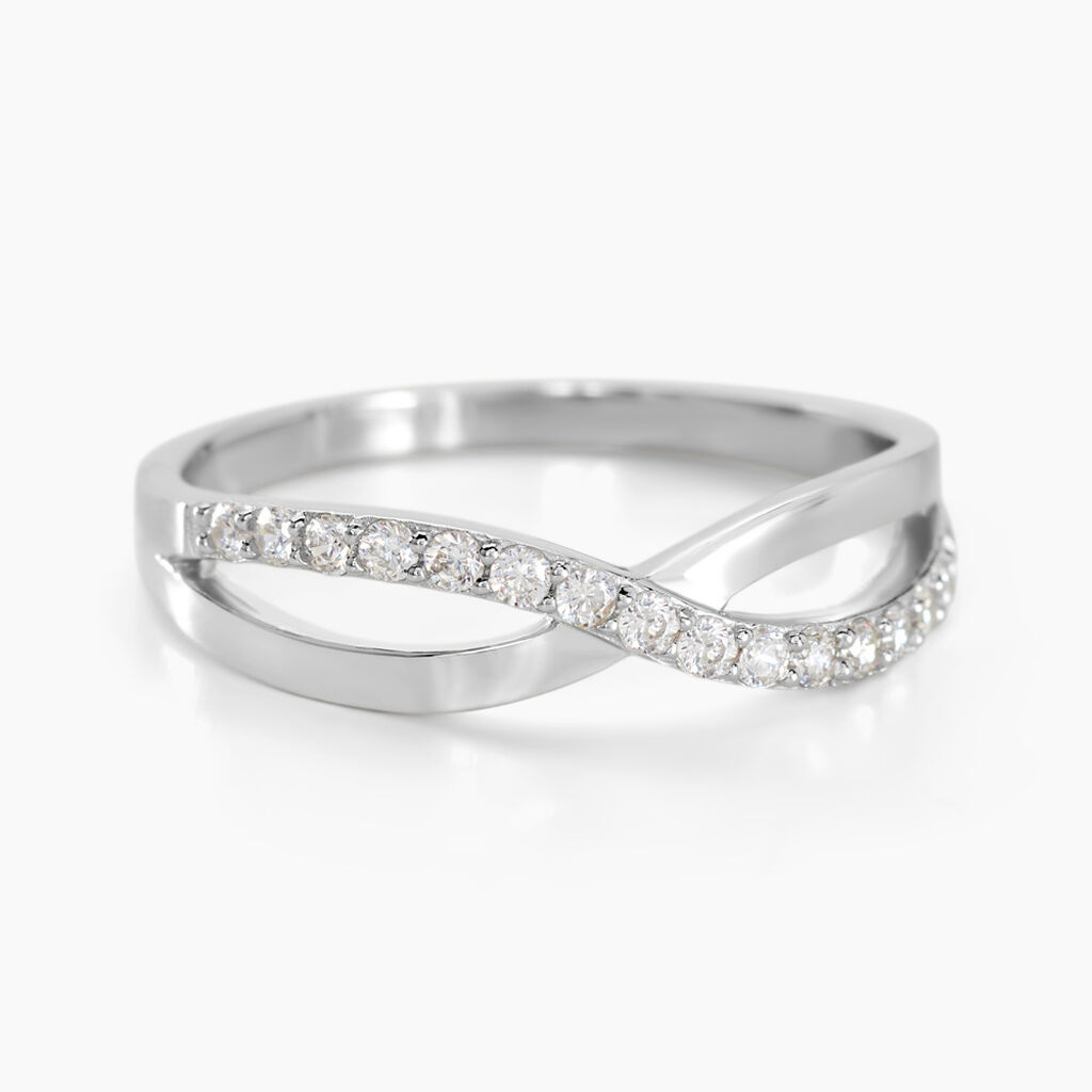 Bagues avec pierre Voyage / Vague Argent Oxyde Pavage Blanc 925/1000 ...