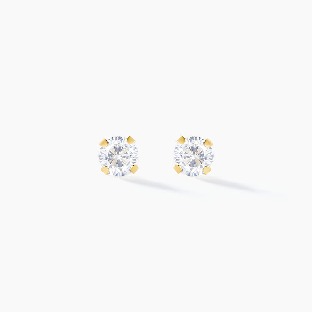 Boucles D'oreilles Puces Pepita Or Jaune Oxyde De Zirconium - Clous d'oreilles Famille | Histoire d’Or