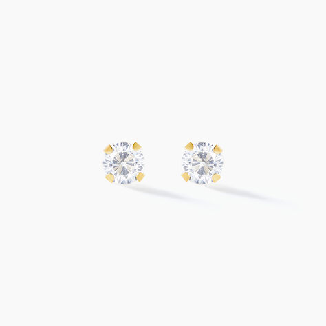 Boucles D'oreilles Puces Pepita Or Jaune Oxyde De Zirconium - Clous d'oreilles Famille | Histoire d’Or