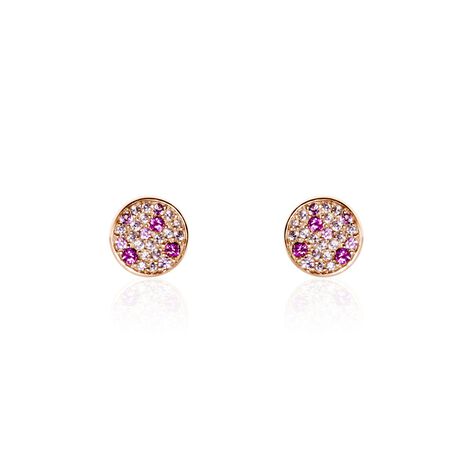 Boucles D'oreilles Puces Nelig Argent Rose Oxyde De Zirconium - Boucles d'oreilles fantaisie Femme | Histoire d’Or
