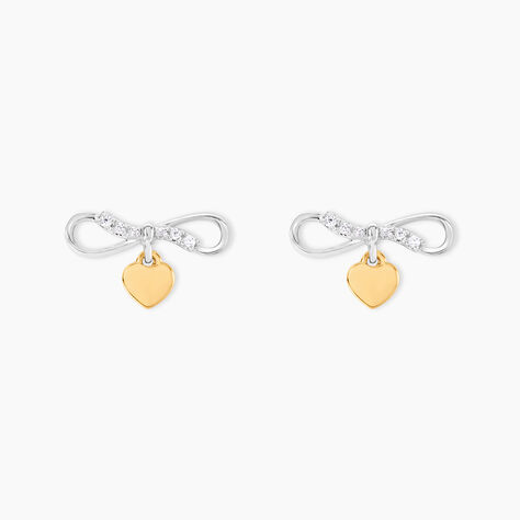 Boucles D'oreilles Puces Or Jaune et Argent Blanc - Clous d'oreilles Femme | Histoire d&rsquo;Or