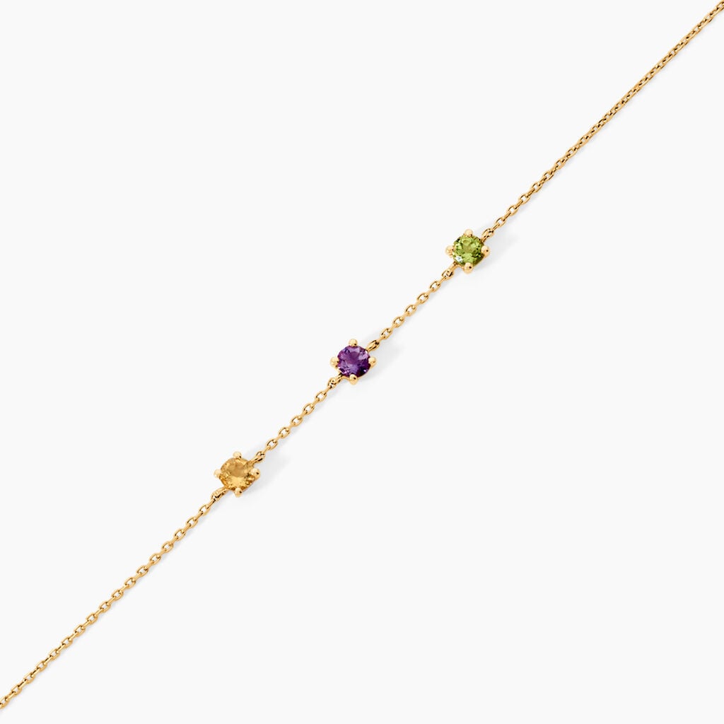 Bracelet Prisme Or Jaune P&eacute;ridot Am&eacute;thyste Citrine - F&ecirc;te des m&egrave;res Femme | Histoire d&rsquo;Or