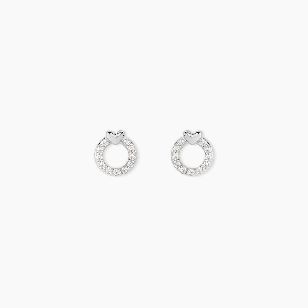 Boucles D'Oreilles Puces Aberte Argent Blanc Oxyde De Zirconium - Boucles d'oreilles fantaisie Femme | Histoire d&rsquo;Or