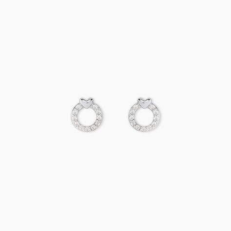 Boucles D'Oreilles Puces Aberte Argent Blanc Oxyde De Zirconium - Boucles d'oreilles fantaisie Femme | Histoire d&rsquo;Or
