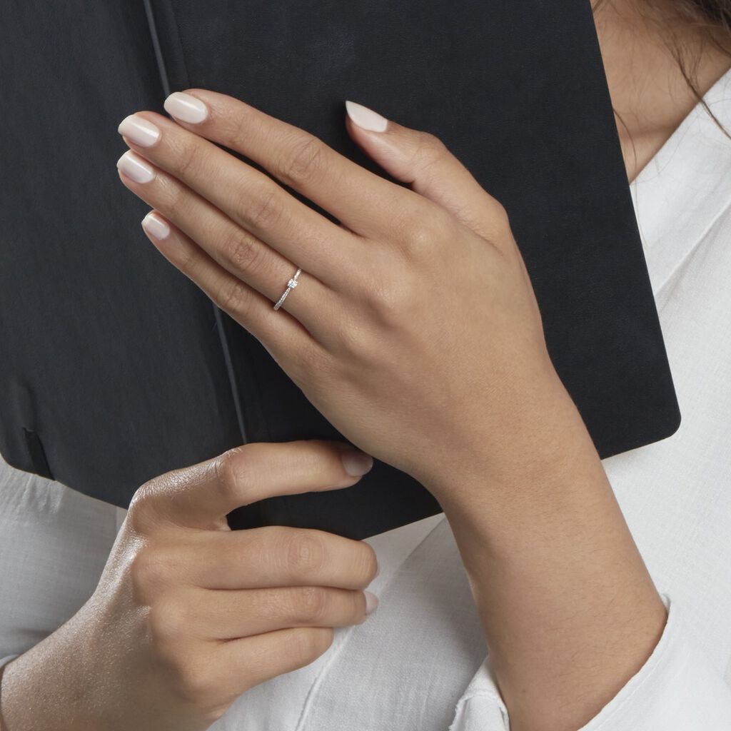 Bague Solitaire Hemera Or Blanc Diamant - Bagues solitaires Femme | Histoire d’Or