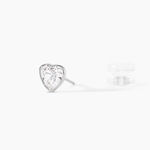 Boucles D'oreilles Puces Coeur Serti Clos Or Blanc Oxyde De Zirconium - Clous d'oreilles Femme | Histoire d&rsquo;Or
