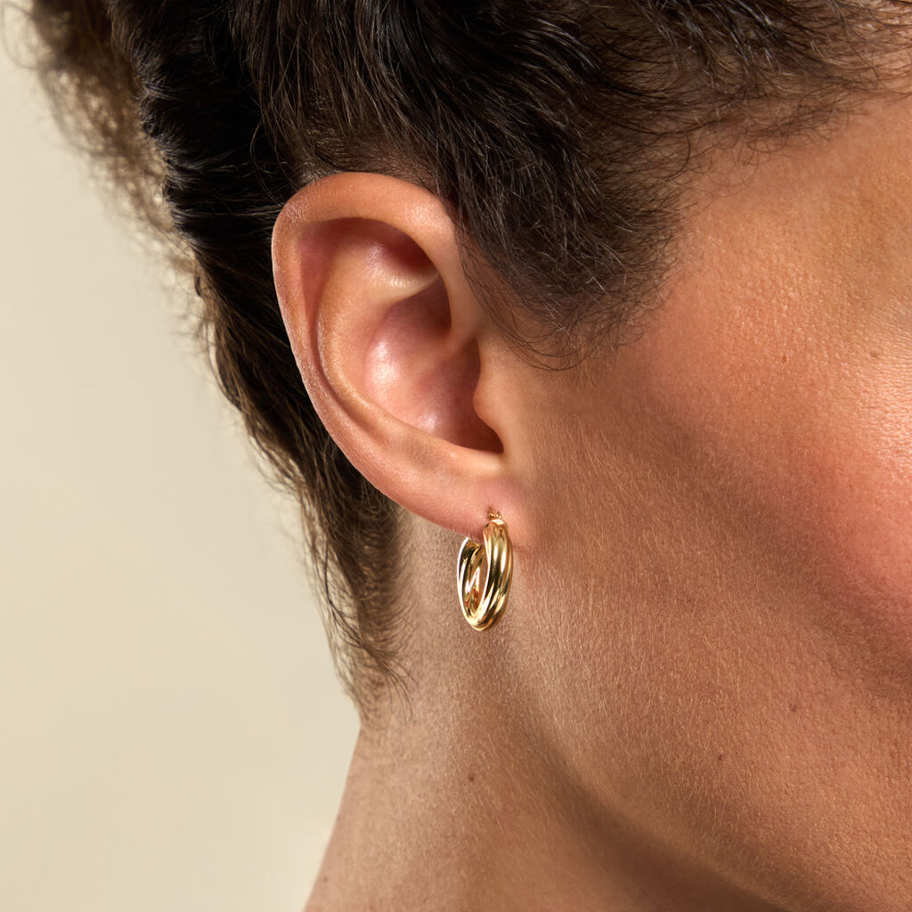Cr&eacute;oles Yori Argent Dor&eacute; A L'Or 750/1000 - Boucles d'oreilles cr&eacute;oles Femme | Histoire d&rsquo;Or