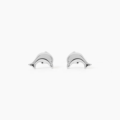 Boucles D'oreilles Puces Fulvie Dauphin 5 Or Blanc - Clous d'oreilles Femme | Histoire d&rsquo;Or