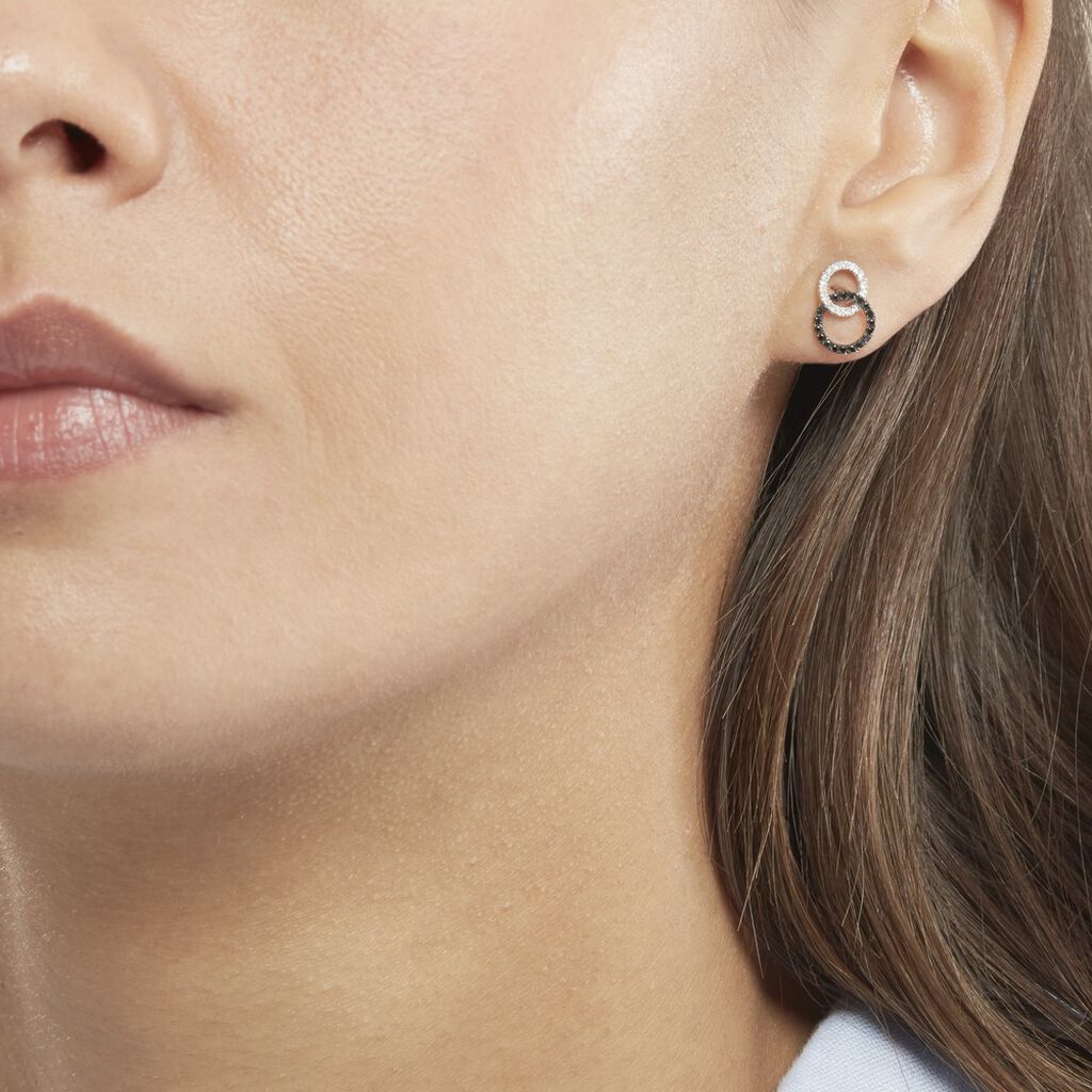 Boucles D'oreilles Puces Bella Or Blanc Diamant - Clous d'oreilles Femme | Histoire d’Or