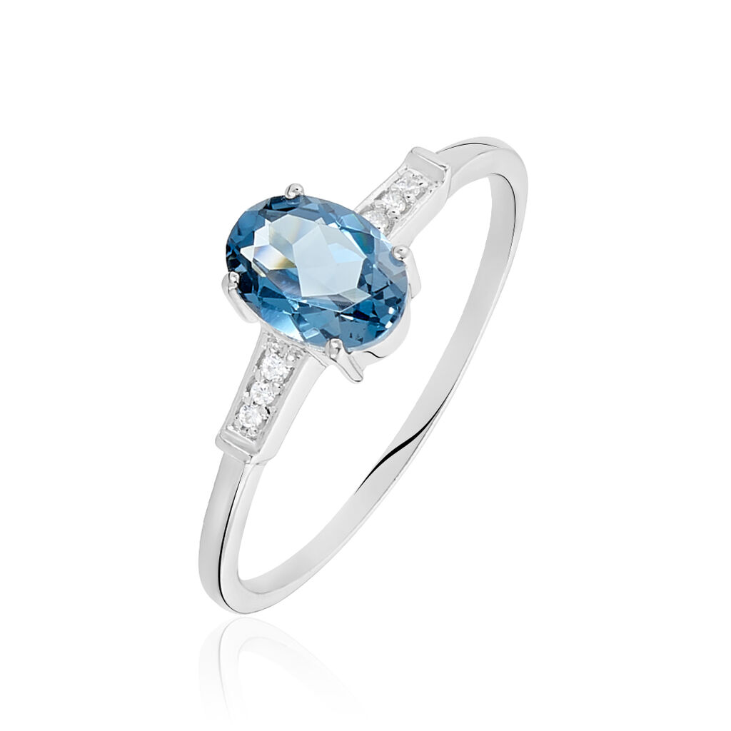 Bague Royanne Or Blanc Topaze Et Oxyde De Zirconium - Bagues solitaires Femme | Histoire d&rsquo;Or