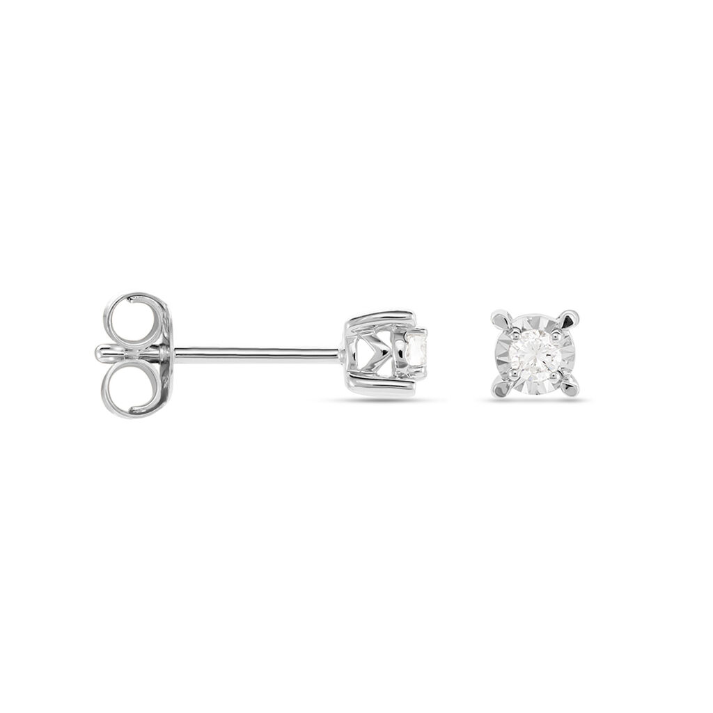 Boucles D'oreilles Puces Diamotion Or Blanc Diamant - Clous d'oreilles Femme | Histoire d’Or