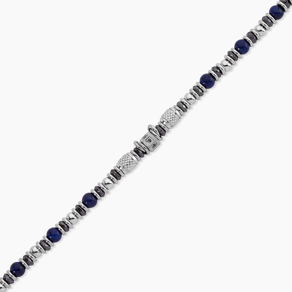 Bracelet Cliff Acier Gris Agate H&eacute;matite Oxyde De Zirconium - Bracelets Lithoth&eacute;rapie Homme | Histoire d&rsquo;Or