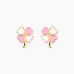 Boucles D'oreilles Puces Trefle Email Or Jaune - Clous d'oreilles Enfant | Histoire d&rsquo;Or