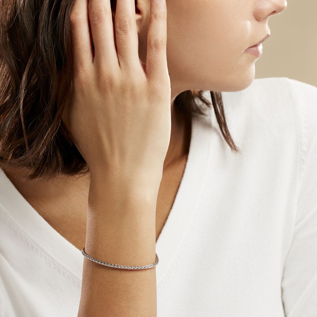 Bracelet Jany Maille Palmier Or Blanc - Bracelets chaîne Femme | Histoire d’Or