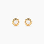 Boucles D'Oreilles Puces Manjula Or Jaune Oxyde De Zirconium - Clous d'oreilles Femme | Histoire d&rsquo;Or