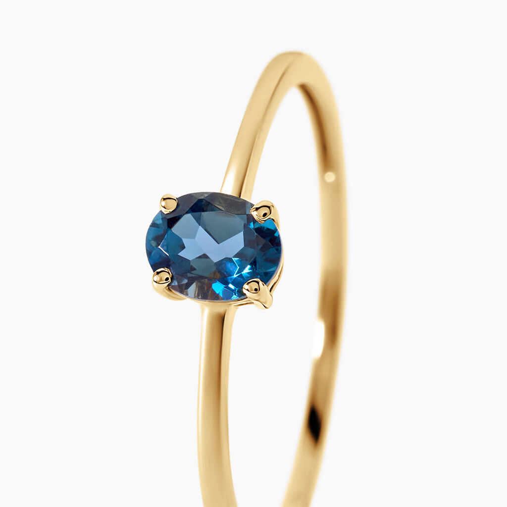 Bague Valentino Argent Dor&eacute; A L'Or 750/1000 Topaze - Bagues solitaires Femme | Histoire d&rsquo;Or