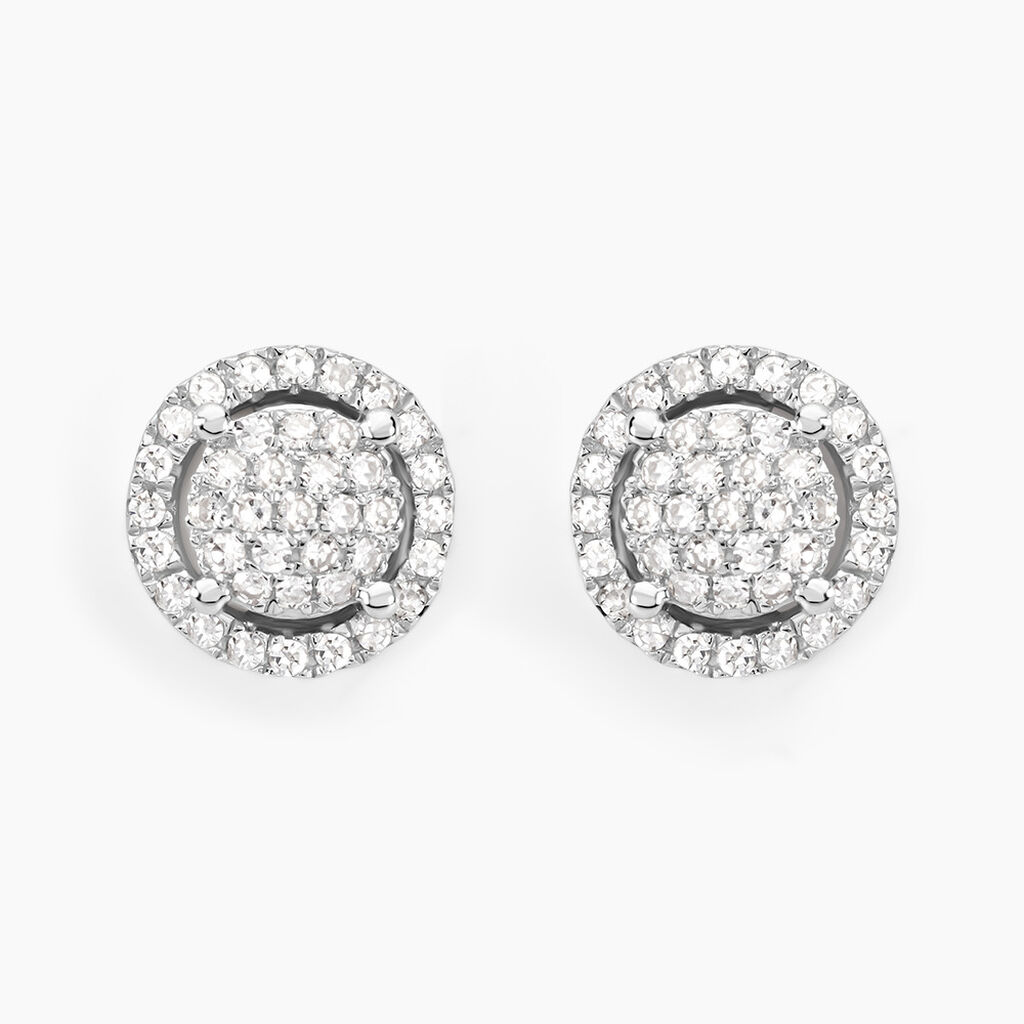 Boucles D'oreilles Puces Soleil D'hiver Or Blanc Diamant - Clous d'oreilles Femme | Histoire d’Or