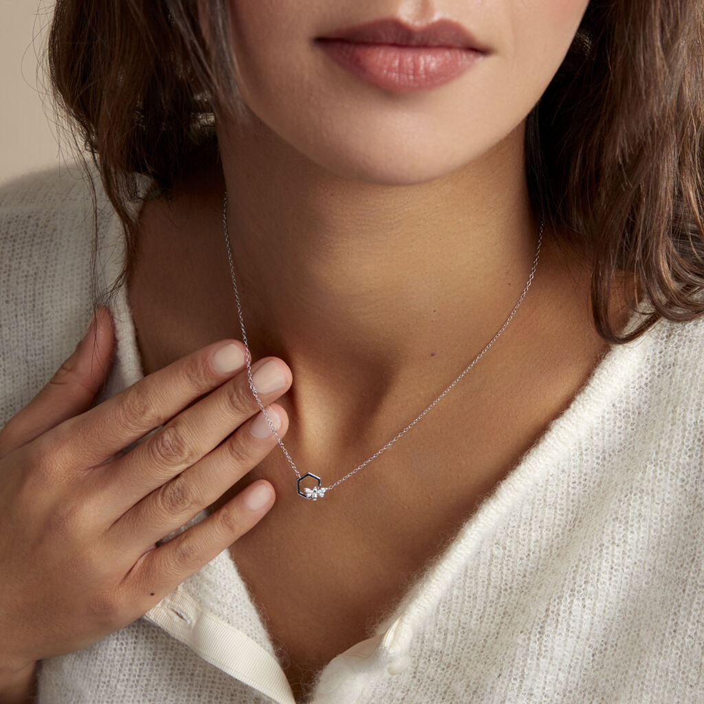 Collier Argent Blanc Bee Good Oxyde De Zirconium - Colliers fantaisie Femme | Histoire d’Or