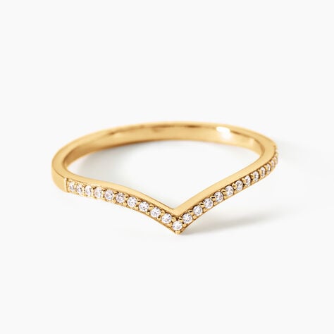 Bague Dounia Argent Dor&eacute; A L'Or 750/1000 Oxyde De Zirconium - Bagues avec pierre Femme | Histoire d&rsquo;Or