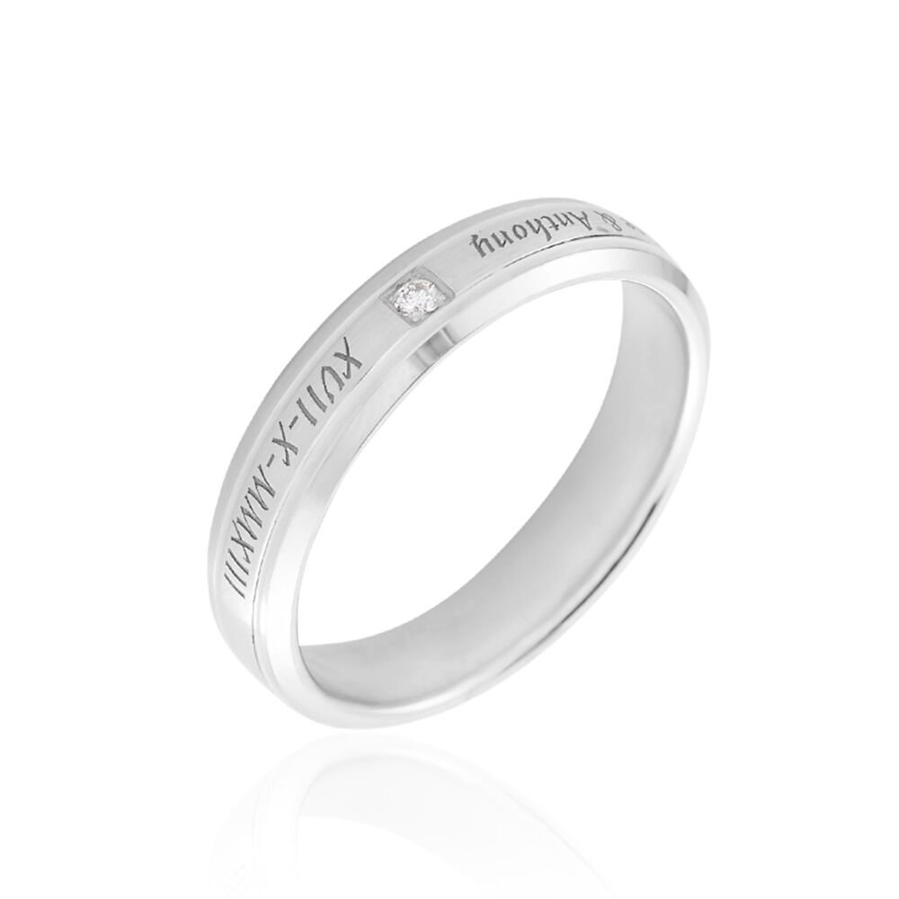 Alliance homme argent clearance diamant