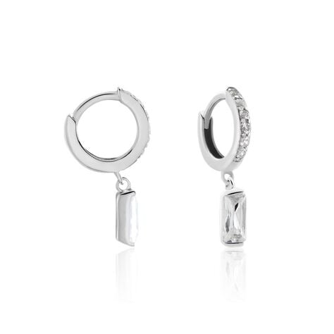 Cr&eacute;oles Argent Blanc Irenion Oxydes De Zirconium - Boucles d'oreilles cr&eacute;oles Femme | Histoire d&rsquo;Or