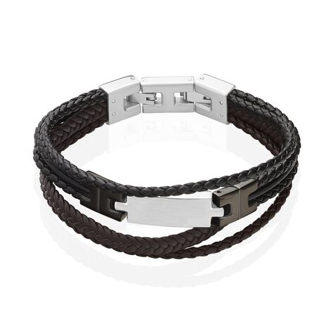 Bracelet Jourdan Thasos Cuir Noir Et Marron - Bracelets Homme | Histoire d’Or