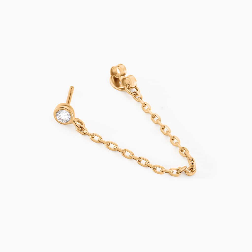 Boucles D'oreilles Pendantes Plaqu&eacute; Or Lienard Oxydes De Zirconium - Boucles d'oreilles fantaisie Femme | Histoire d&rsquo;Or