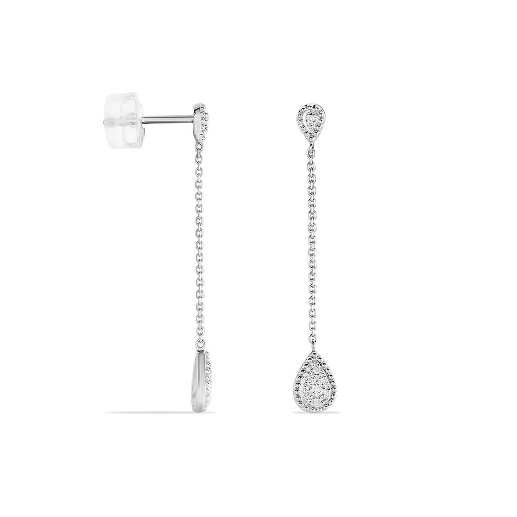 Boucles D'oreilles Pendantes Mariona Or Blanc Diamant - Boucles d'oreilles pendantes Femme | Histoire d’Or
