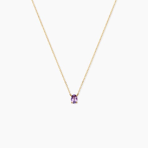 Collier Ovale Or Jaune Am&eacute;thyste - Colliers Femme | Histoire d&rsquo;Or