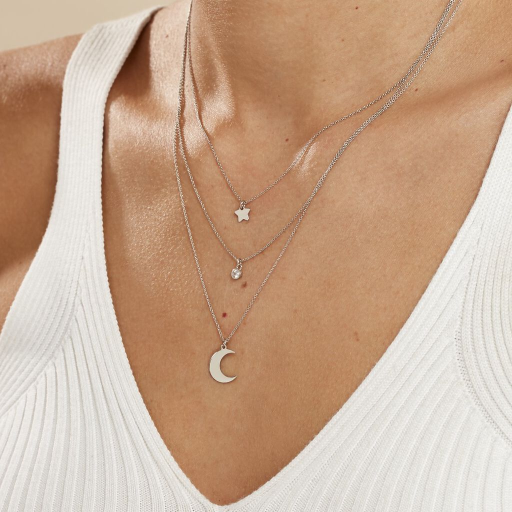 Collier Astre Argent Blanc Oxyde De Zirconium - Colliers fantaisie Femme | Histoire d’Or