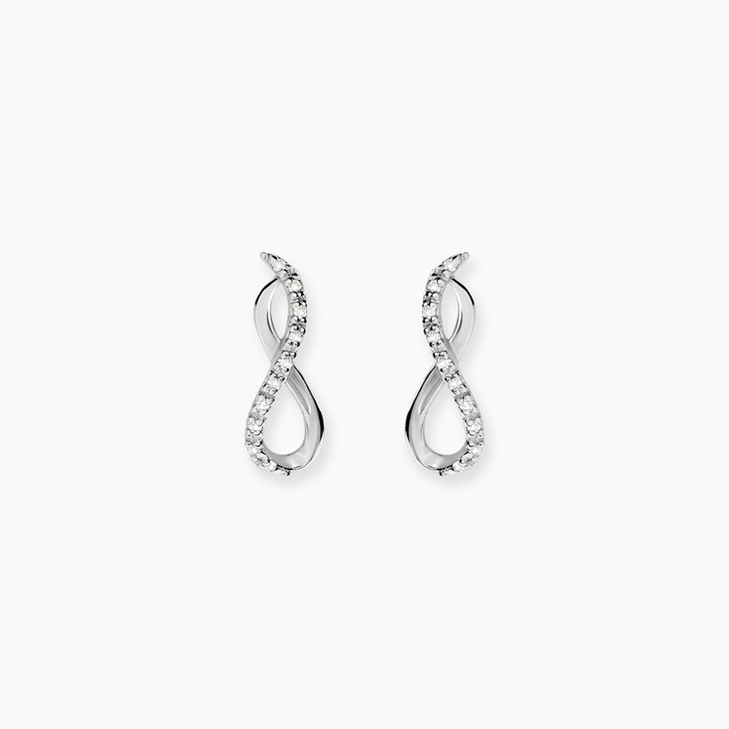 Boucles D'oreilles Puces Samy Or Blanc Diamant - Boucles d'oreilles pierres pr&eacute;cieuses Femme | Histoire d&rsquo;Or