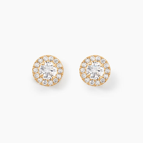 Boucles D'oreilles Puces Edna Or Jaune Oxyde De Zirconium - Clous d'oreilles Femme | Histoire d&rsquo;Or