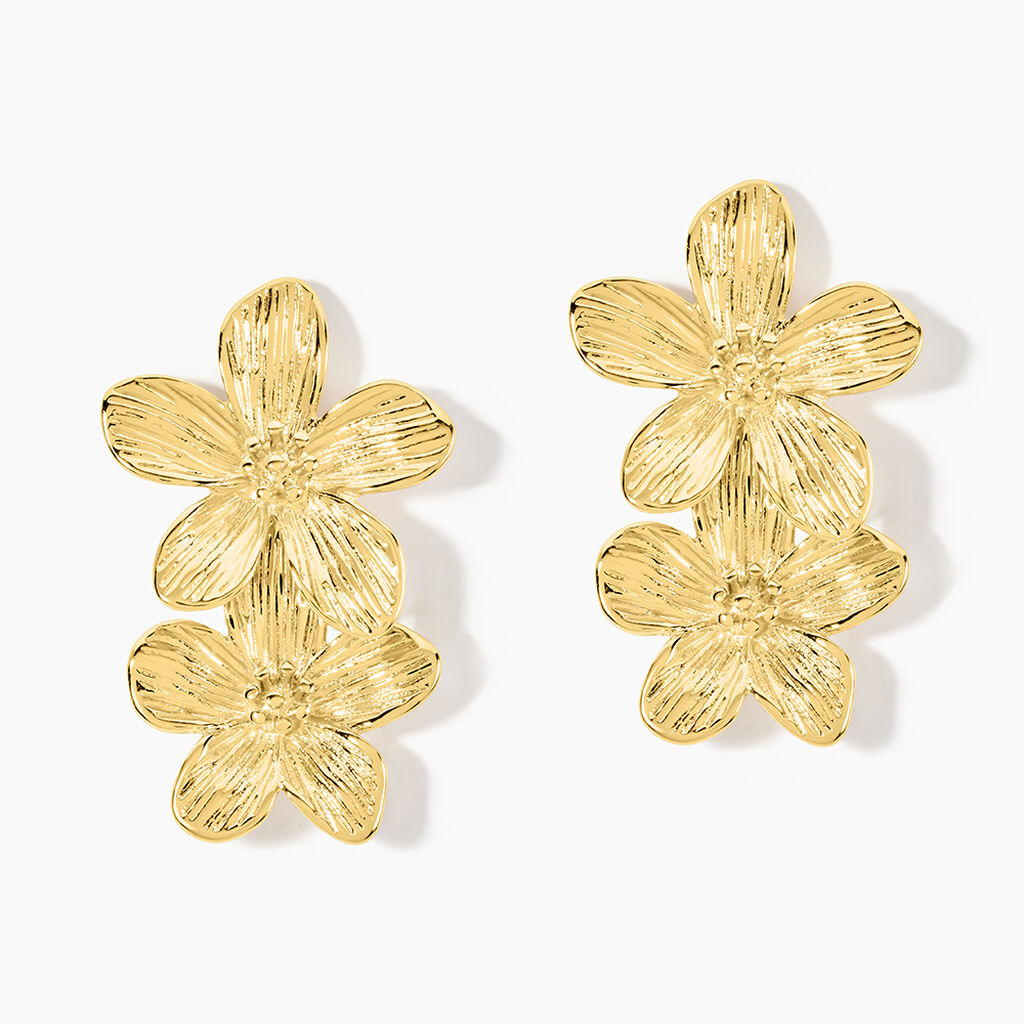 Boucles D'Oreilles Pendantes Barbade Acier Jaune - Boucles d'oreilles fantaisie Femme | Histoire d’Or