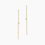 Boucles D'Oreilles Pendantes Jacaline Argent Dor&eacute; A L'Or 750/1000 Perle De Culture Oxyde De Zirconium - Boucles d'oreilles pendantes Femme | Histoire d&rsquo;Or