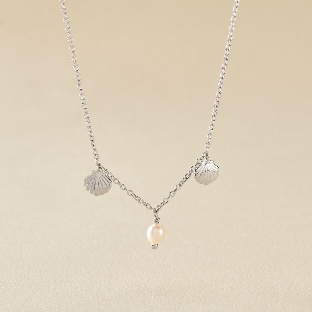 Collier Shehla Argent Blanc Perle De Culture - Colliers fantaisie Femme | Histoire d&rsquo;Or