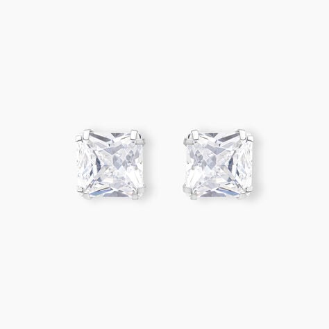 Boucles D'oreilles Puces Or Blanc Doreen Oxydes De Zirconium - Clous d'oreilles Famille | Histoire d’Or