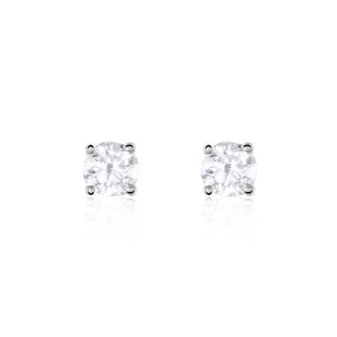 Boucles D'oreilles Puces Or Blanc Victoria Diamants - Clous d'oreilles Femme | Histoire d’Or