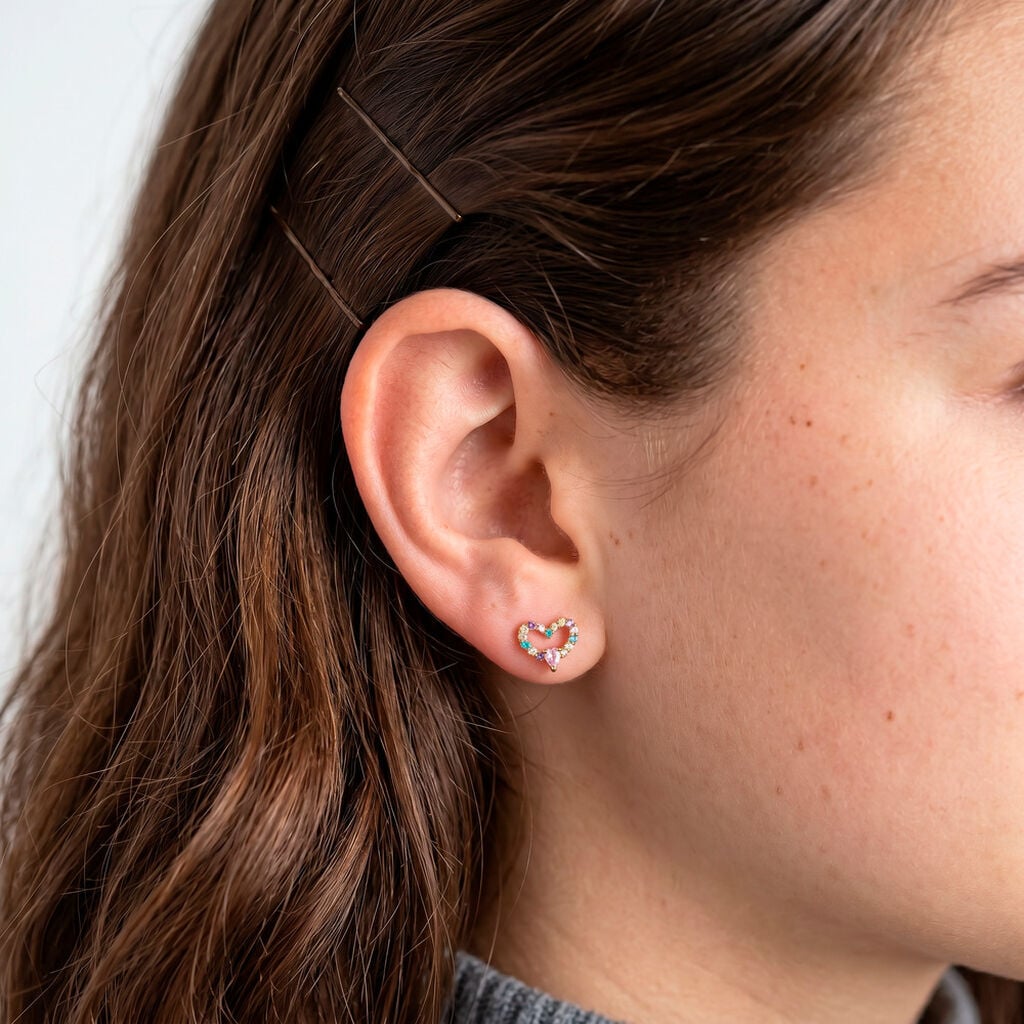 Boucles D'Oreilles Puces Bohumir Or Jaune Oxyde De Zirconium - Clous d'oreilles Enfant | Histoire d&rsquo;Or