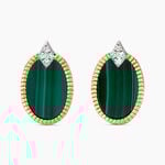 Boucles D'oreilles Puces Tahina Or Jaune Malachite Diamant - Clous d'oreilles Femme | Histoire d&rsquo;Or