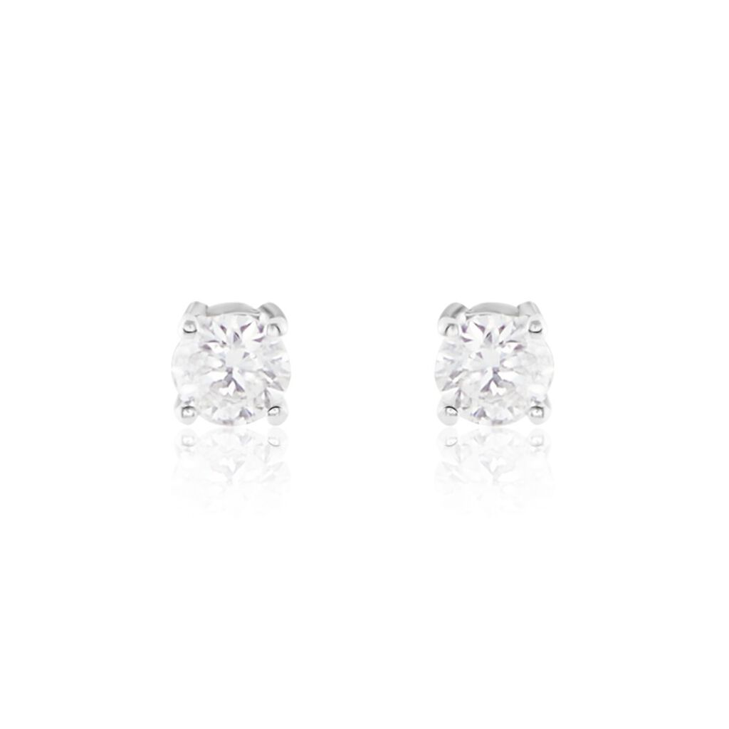 Boucles D'oreilles Puces Or Blanc Victoria Diamants - Clous d'oreilles Femme | Histoire d’Or
