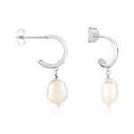 Cr&eacute;oles Petia Argent Blanc Perle De Culture - Boucles d'oreilles cr&eacute;oles Femme | Histoire d&rsquo;Or