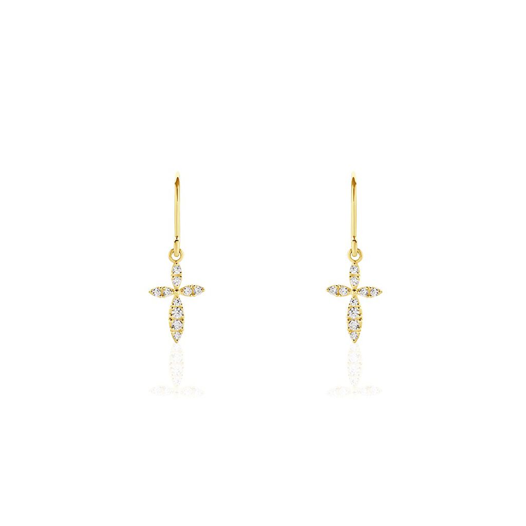 Boucles D'oreilles Pendantes Chastity Or Jaune Oxyde De Zirconium - Boucles d'oreilles pendantes Femme | Histoire d’Or