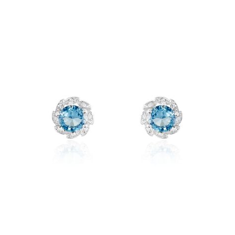 Boucles D'oreilles Puces Argent Blanc Clover Verre Oxydes De Zirconium - Boucles d'oreilles fantaisie Femme | Histoire d’Or
