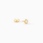 Boucles D'Oreilles Puces Barbro Or Jaune Cristal - Clous d'oreilles Femme | Histoire d&rsquo;Or