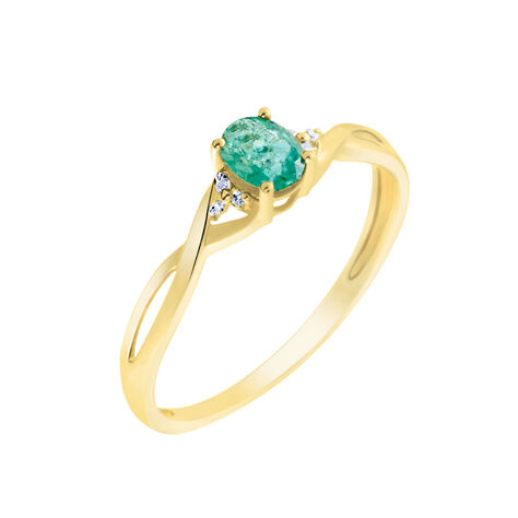 Bague Or Jaune Cassie Emeraude Et Diamant - Bagues solitaires Femme | Histoire d’Or