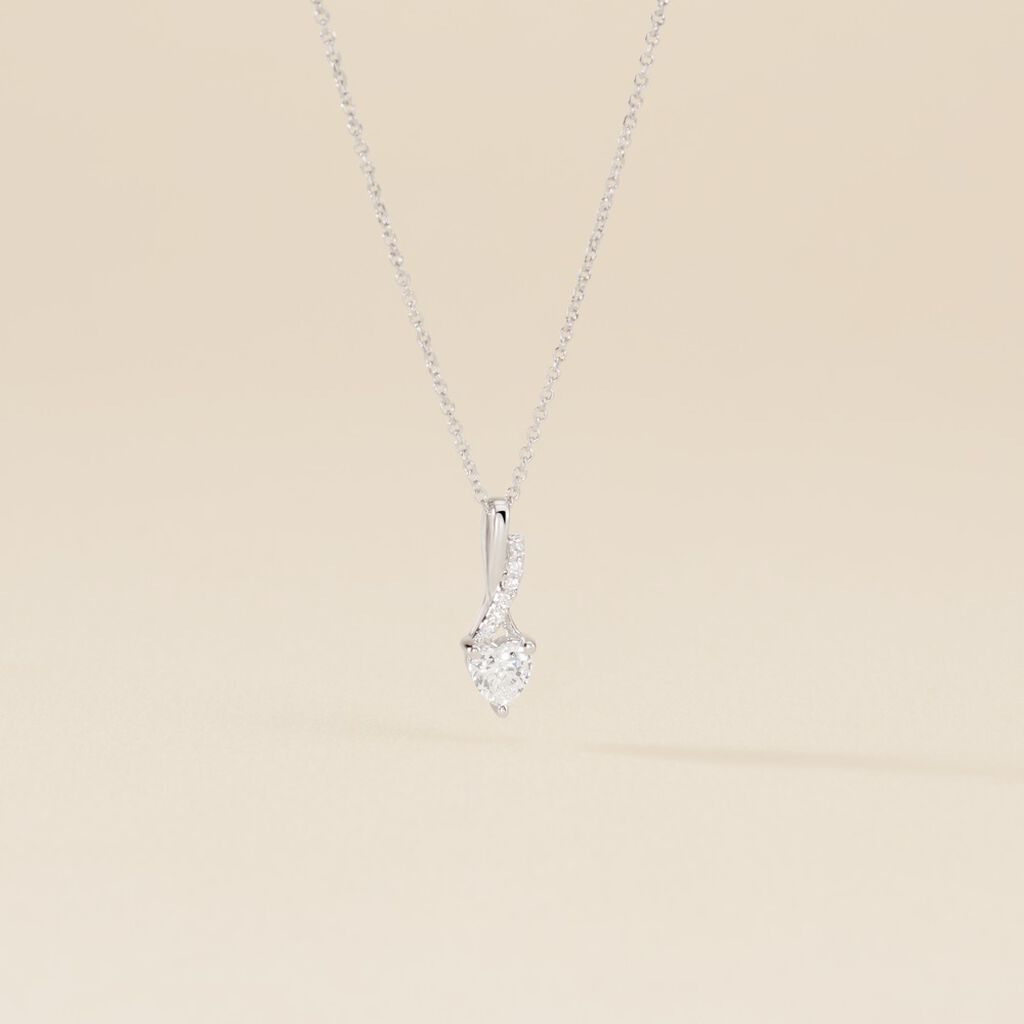 Collier Or Blanc Alethea Diamants Synth&eacute;tiques - F&ecirc;te des m&egrave;res Femme | Histoire d&rsquo;Or