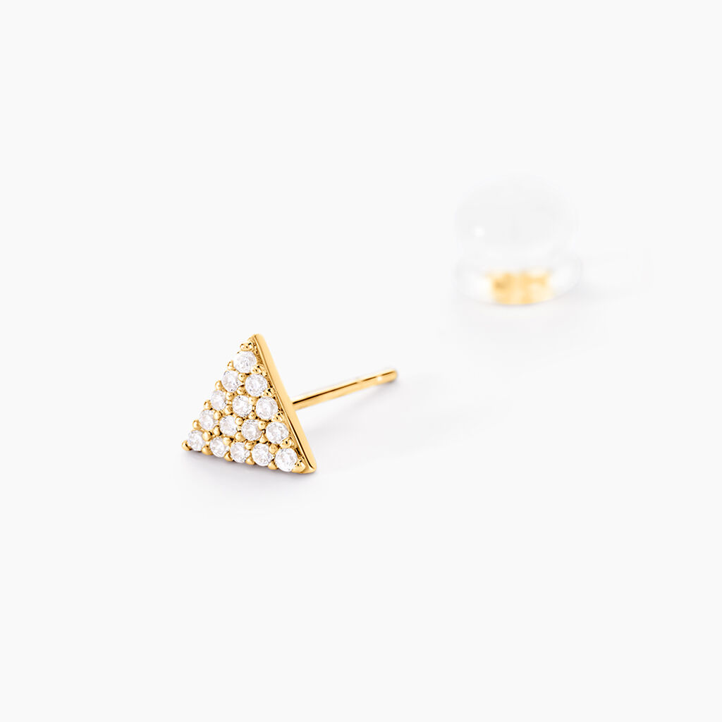 Boucles D'oreilles Puces Eloane Triangle Or Jaune Oxyde De Zirconium - Clous d'oreilles Femme | Histoire d’Or