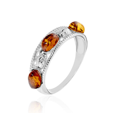 Bague Naoelle Argent Blanc Ambre - Bagues avec pierre Femme | Histoire d’Or