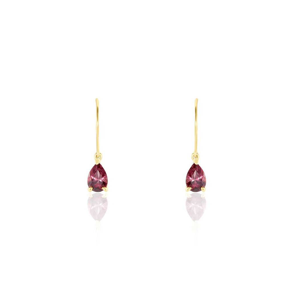 Boucles D’oreilles Puces Rhodolite Fever Or Jaune Rhodolite